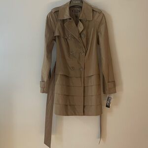 INC Brown Utility Trench Coat Small Woodsy Girl Macy’s NWT